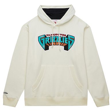 Men's Mitchell & Ness Cream Vancouver Grizzlies Hardwood Classics Vintage Pullover Hoodie