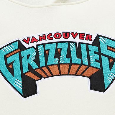 Men's Mitchell & Ness Cream Vancouver Grizzlies Hardwood Classics Vintage Pullover Hoodie