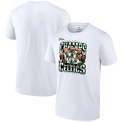 Men's Fanatics White Boston Celtics 2024 NBA Finals Champions Pull Up Jumper Caricature T-Shirt