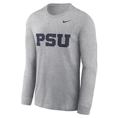 Men's Nike Heather Gray Penn State Nittany Lions Alternate Logo Long Sleeve T-Shirt