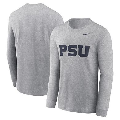 Men's Nike Heather Gray Penn State Nittany Lions Alternate Logo Long Sleeve T-Shirt