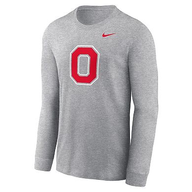 Men's Nike Heather Gray Ohio State Buckeyes Alternate Logo Long Sleeve T-Shirt