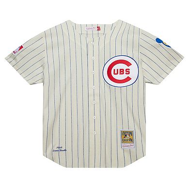 Men's Mitchell & Ness Ernie Banks Cream Chicago Cubs Cooperstown Collection 1969 Authentic Jersey