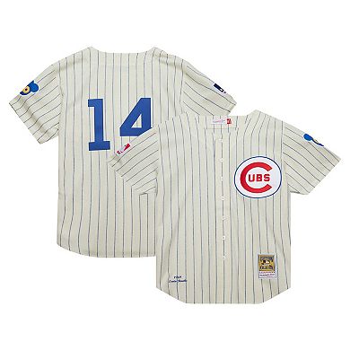 Men's Mitchell & Ness Ernie Banks Cream Chicago Cubs Cooperstown Collection 1969 Authentic Jersey