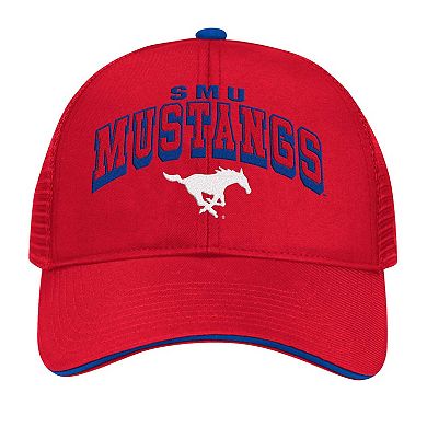 Men's Colosseum Red SMU Mustangs Wyatt Primary Team Trucker Adjustable Hat