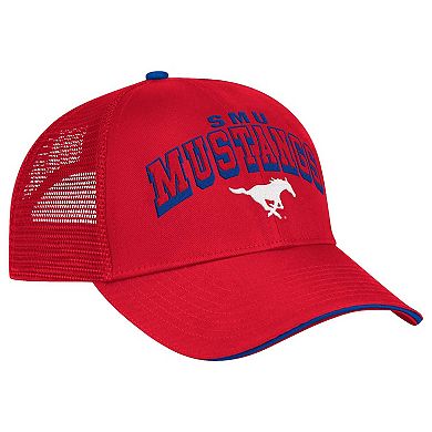 Men's Colosseum Red SMU Mustangs Wyatt Primary Team Trucker Adjustable Hat