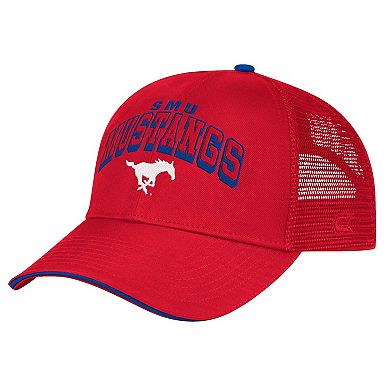 Men's Colosseum Red SMU Mustangs Wyatt Primary Team Trucker Adjustable Hat