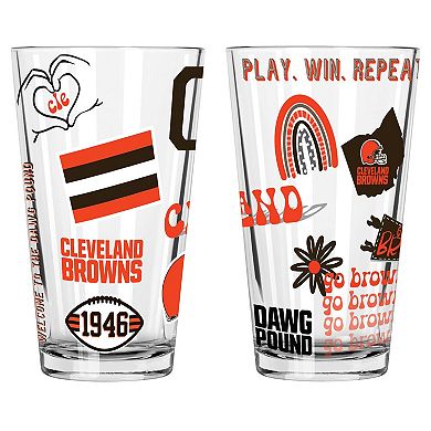 The Memory Company Cleveland Browns 2-Pack 16oz. Pint Glass Loco Design Set