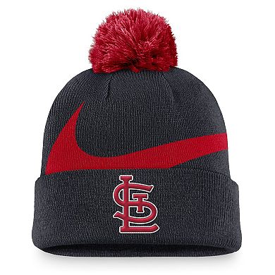 Men's Nike Navy St. Louis Cardinals Swoosh Peak Cuffed Knit Hat with Pom