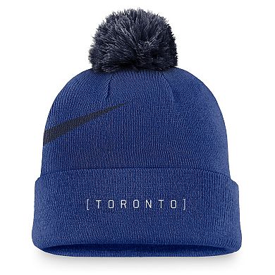 Men's Nike Royal Toronto Blue Jays Swoosh Peak Cuffed Knit Hat with Pom