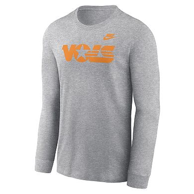 Men's Nike Heather Gray Tennessee Volunteers Legacy Primary Logo Long Sleeve T-Shirt