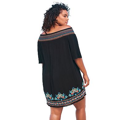 Swim 365 Women's Plus Size Off-the-shoulder Cover Up