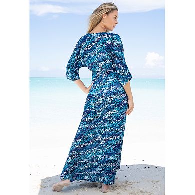 Swim 365 Women's Plus Size Faux-wrap Swim Cover Up