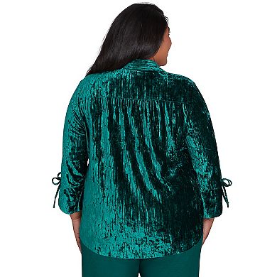 Plus Size Alfred Dunner Crushed Velvet Emerald Shirt