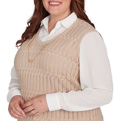 Plus Size Alfred Dunner Textured Vest with Detachable Necklace