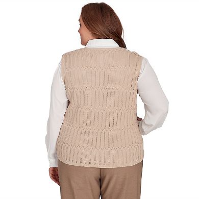 Plus Size Alfred Dunner Textured Vest with Detachable Necklace