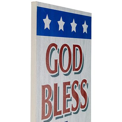 Northlight 35.75" God Bless America Patriotic Wooden Porch Board Sign Decoration