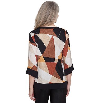 Women's Alfred Dunner V-Neck Patchwork Sweater