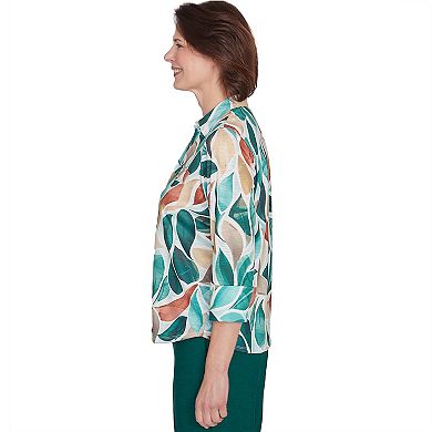 Women's Alfred Dunner Abstract Bell Sleeve Leaf Top