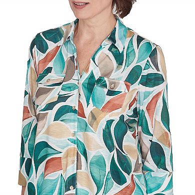 Women's Alfred Dunner Abstract Bell Sleeve Leaf Top