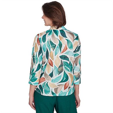 Women's Alfred Dunner Abstract Bell Sleeve Leaf Top