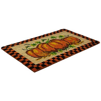 Northlight Checkered Fall Harvest Pumpkin Doormat