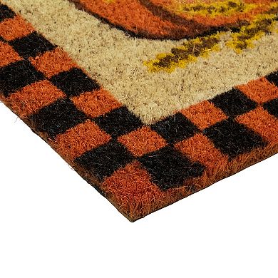 Northlight Checkered Fall Harvest Pumpkin Doormat