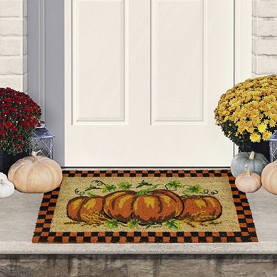 Northlight Checkered Fall Harvest Pumpkin Doormat