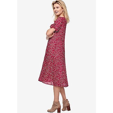 Ellos Women's Plus Size Tie-sleeve Dress