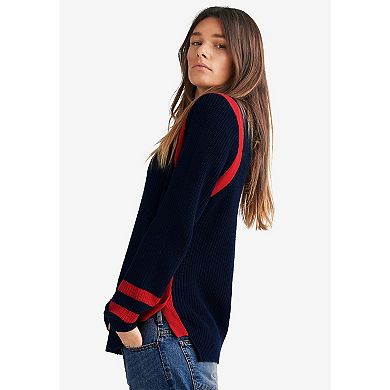 Ellos Women's Plus Size Side Stripe Mockneck Sweater