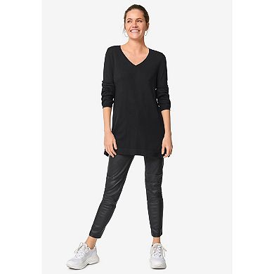 Ellos Women's Plus Size V-neck Sweater Tunic