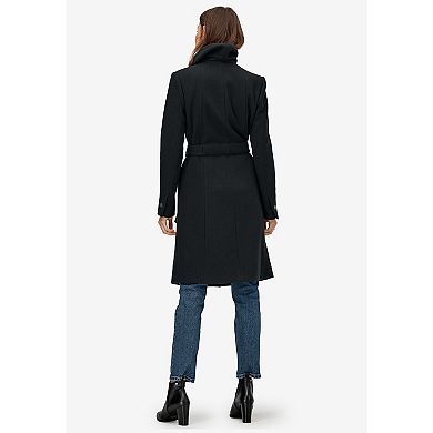 Ellos Women's Plus Size Wrap-collar Wool-blend Coat