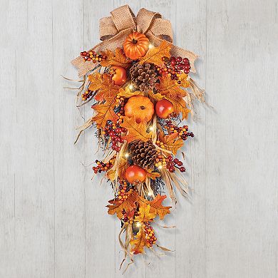 Collections Etc Led Lighted Thanksgiving Harvest Wall Swag