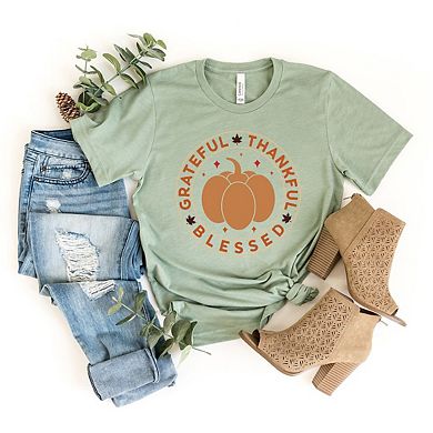 Grateful Thankful Blessed Circle Short Sleeve Graphic Tee