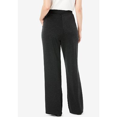 Woman Within Women's Plus Size Tall Wide Leg Ponte Knit Pant