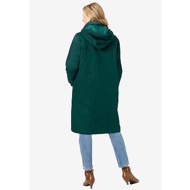 Woman Within Women's Plus Size Twill Hooded Stadium Jacket