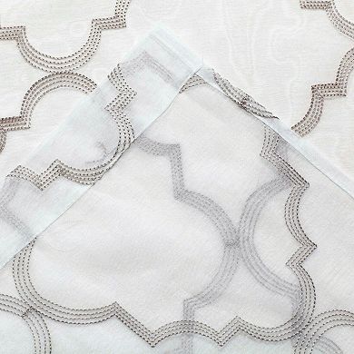 Kate Aurora Lux Home 2 Pack Shabby Trellis Semi Sheer Embroidered Clover Grommet Top Curtains