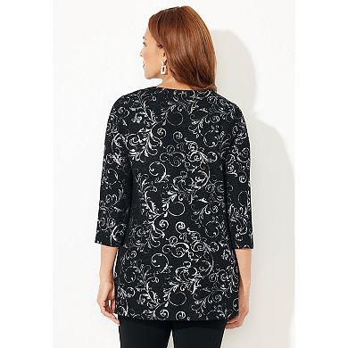 Catherines Women's Plus Size Black Label Keyhole Tunic