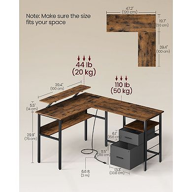 Premium L-Shaped Computer Desk with Power Outlets - Ergonomic Design with Integrated