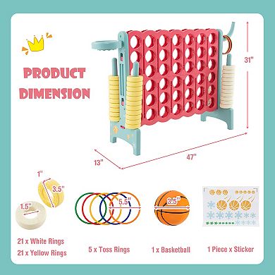 4-in-a-row Connect Game With Basketball Hoop And Toss Ring