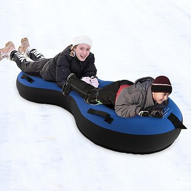 80" 2-person Inflatable Snow Sled For Kids And Adults