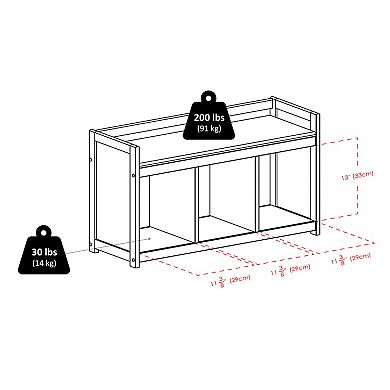 4-pc Storage Bench With 3 Foldable Fabric Baskets, Espresso And Beige