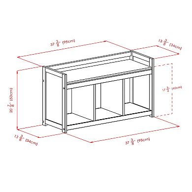 4-pc Storage Bench With 3 Foldable Fabric Baskets, Espresso And Beige