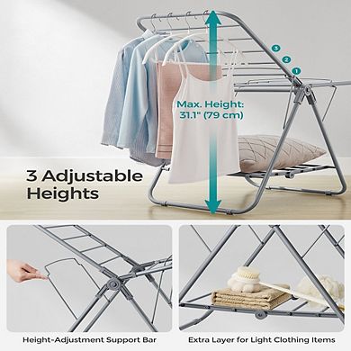 Foldable 2-level- Small Clothes Drying Rack, Laundry Drying Rack, Space-saving, Bathroom, Balcony