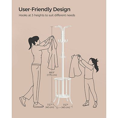 Coat Rack Freestanding, Coat Rack With Umbrella Holder, Metal Coat Rack Stand With 12 Hooks