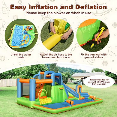 Inflatable Water Slide With Dual Climbing Walls And Blower Excluded