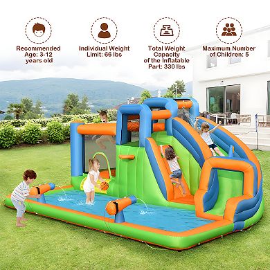 Inflatable Water Slide With Dual Climbing Walls And Blower Excluded