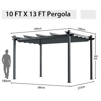 Outdoor Aluminum Retractable Pergola Canopy Shelter Grape Trellis