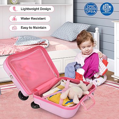 2 Pieces 18 Inch Ride-on Kids Luggage Set With Spinner Wheels And Bee Pattern