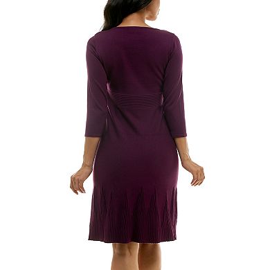 Women's Nina Leonard Elbow Sleeve Fit-&-Flare Dress